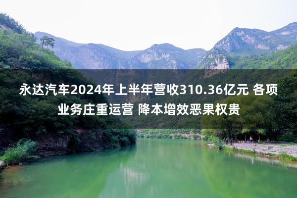 永达汽车2024年上半年营收310.36亿元 各项业务庄重运营 降本增效恶果权贵