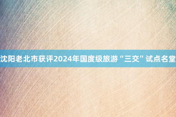 沈阳老北市获评2024年国度级旅游“三交”试点名堂